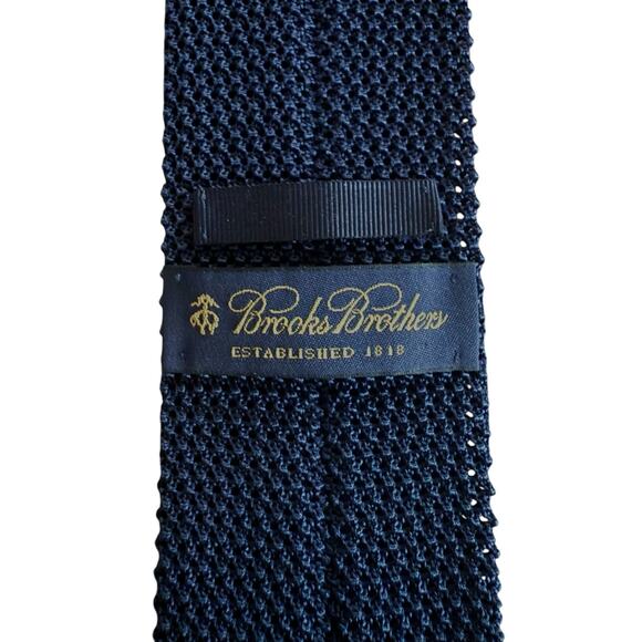 Brooks Brothers Silk Knit Tie EXCELLENT Italy Dark Blue Purple Stripe Square Tip - Picture 2 of 8